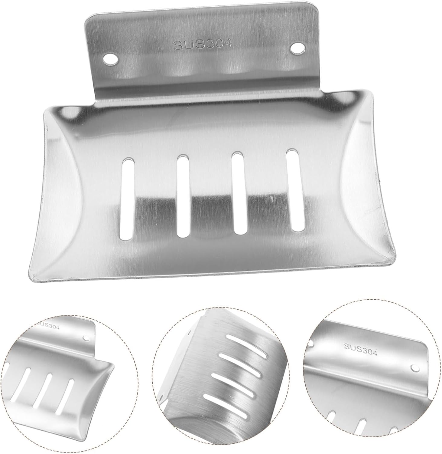 HOLIDYOYO Soap Dish Holder Wall Mount Rustproof Silver for Bathroom 1