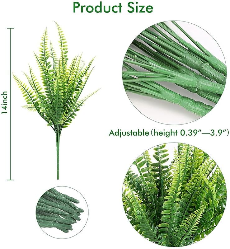 8 Bundles Artificial Fall Boston Fern Plants Outdoor Bushes
