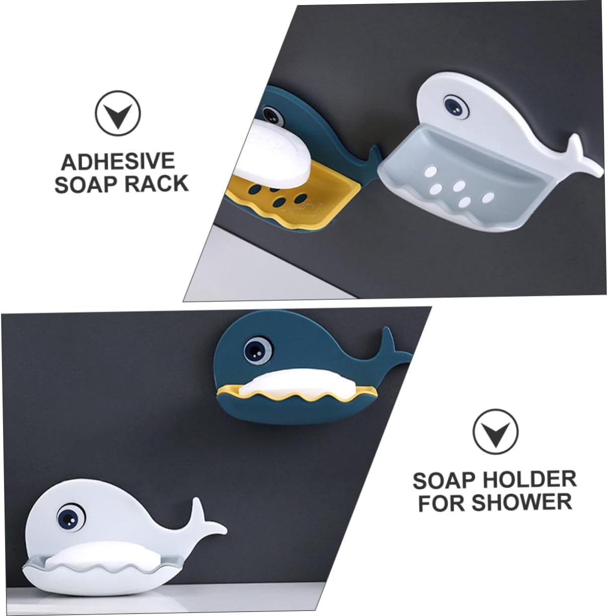 SWOOMEY Whale Shaped Soap Holder Wall Mounted Adhesive