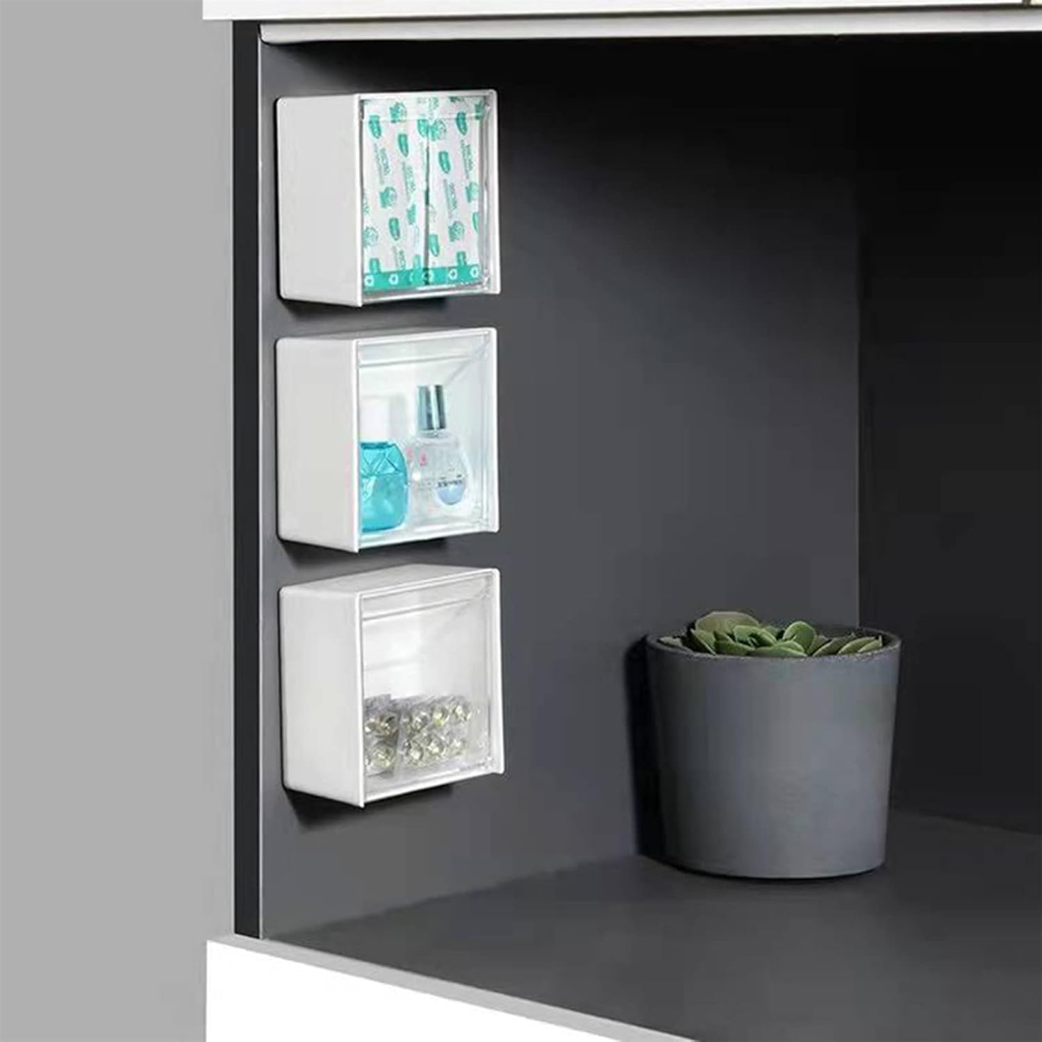 Waterproof Cotton Swab Holder Box with Flip Lid Wall Mounted Organizer