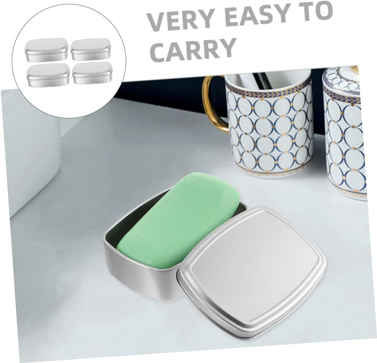 ERINGOGO 4pcs Aluminum Soap Boxes with Removable Lid 1