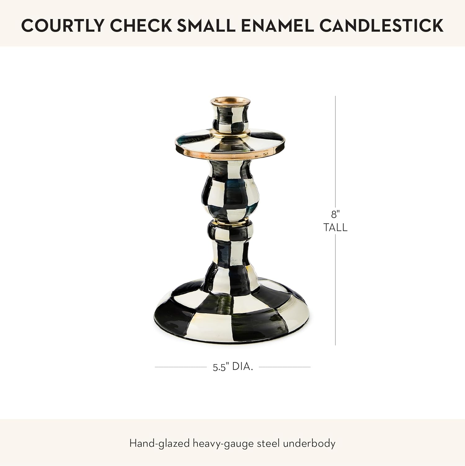 MACKENZIE-CHILDS Courtly Check Enamel Candlestick Holder 1