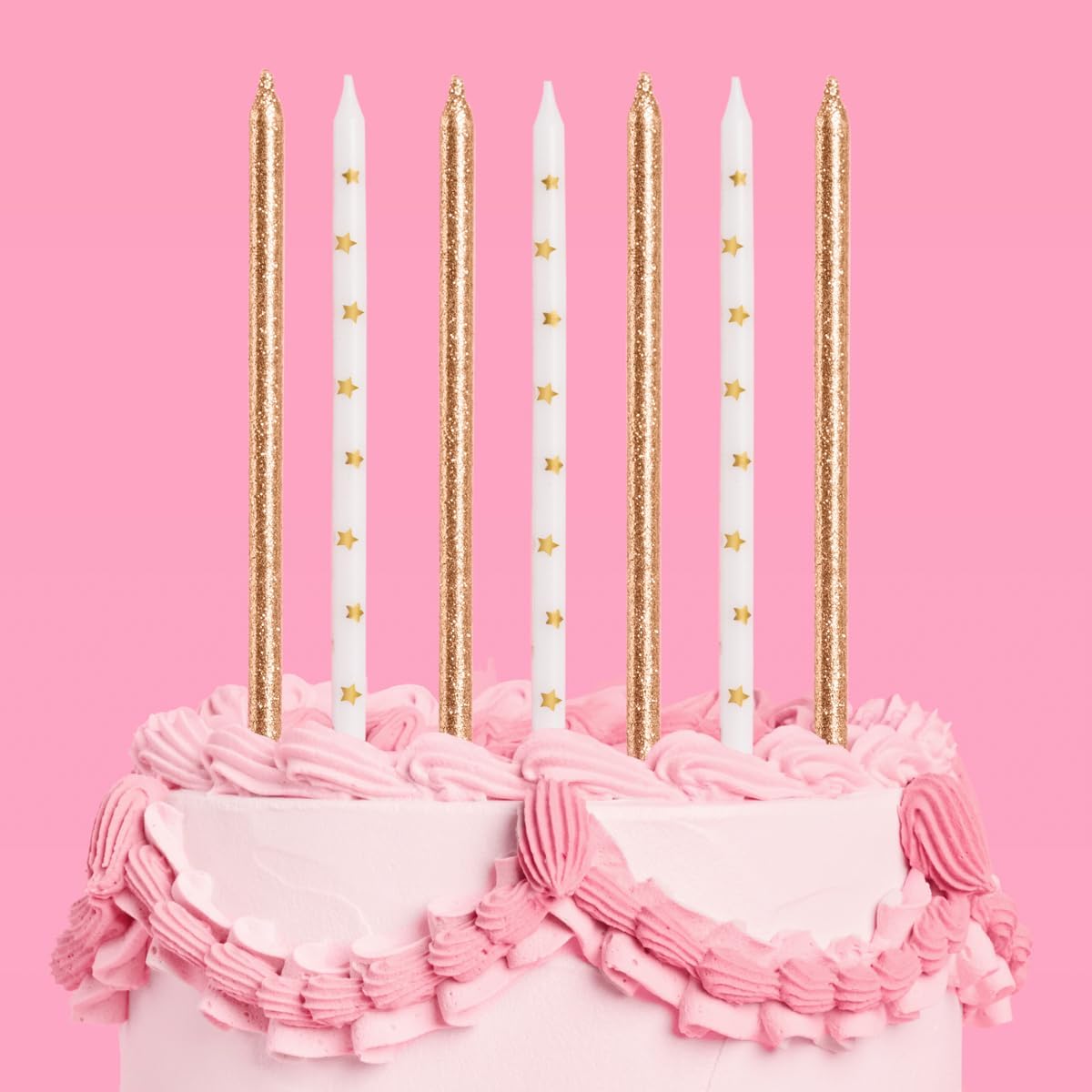 Xo Fetti Gold Glitter Star Cake Candles - 10 Pcs