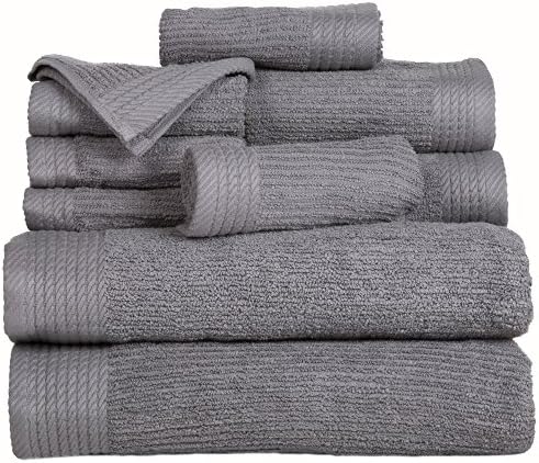 10-Piece Bath Towel Set - Silver Luxury Cotton Towels