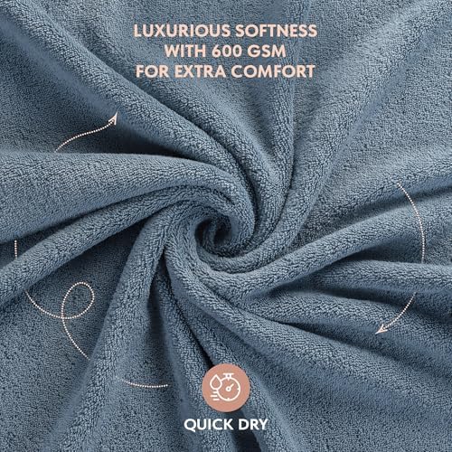 TrendShine Indigo 100 Turkish Cotton Towel Set of 6