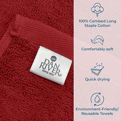 DAN RIVER 100 Cotton Bath Towels 27x54 Red 550 GSM 4-Pack