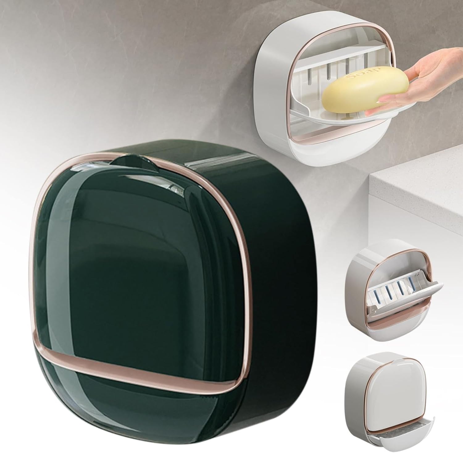 BILIKEYU Wall Mount Soap Dish Holder - Silver No Drilling Multi-Purpose