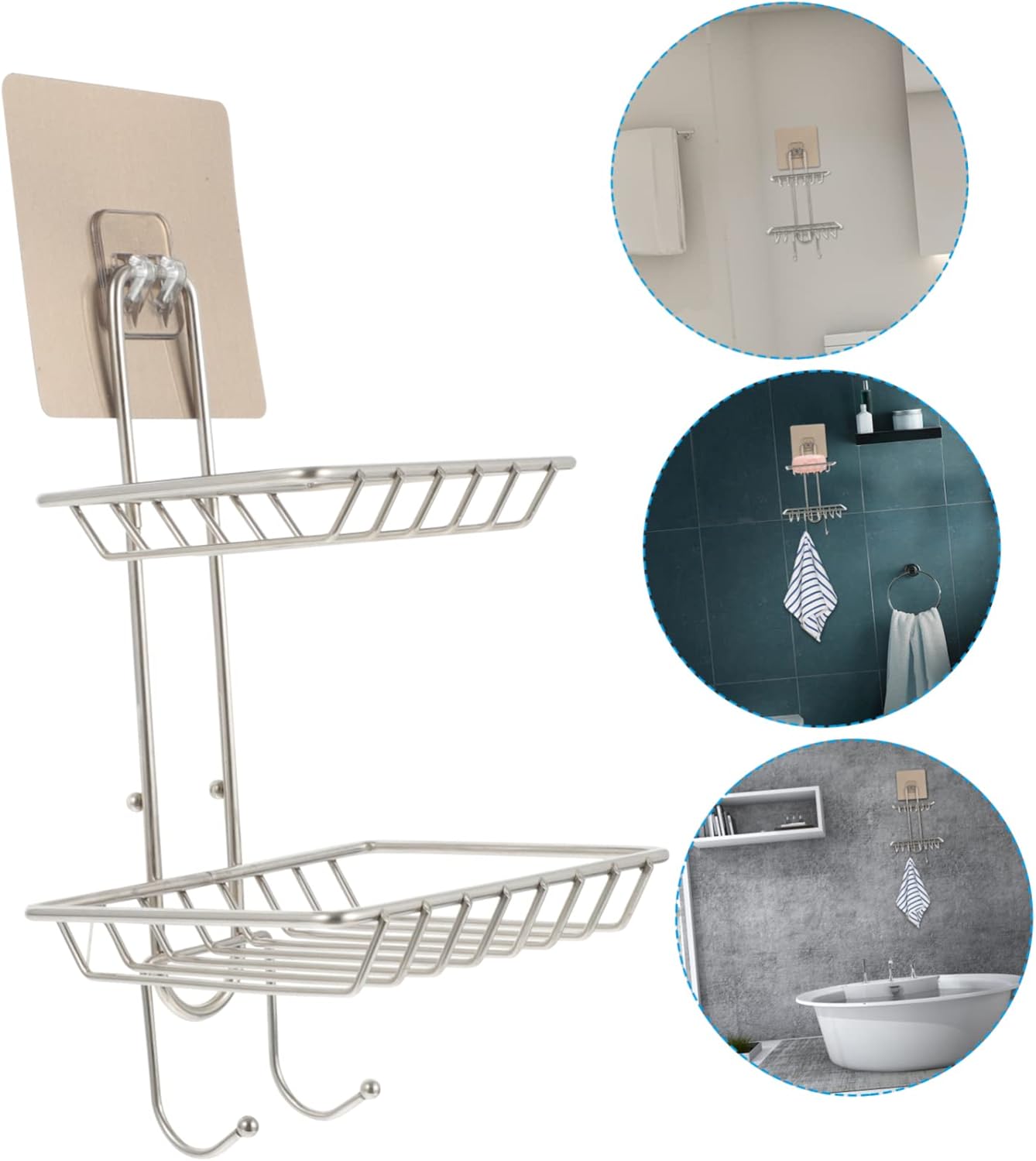 Modern Wall Mount Soap Holder Stainless Steel Double-Deck