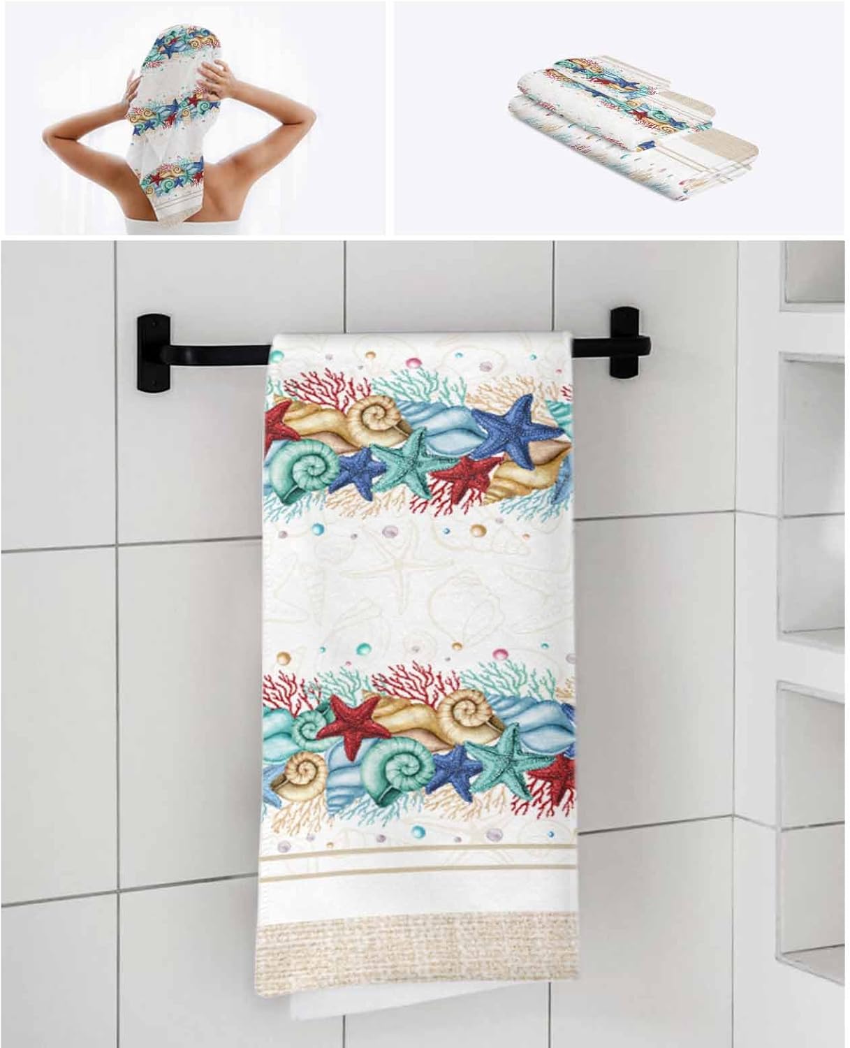 Ocean Coral Beach Starfish Bath Towel Set
