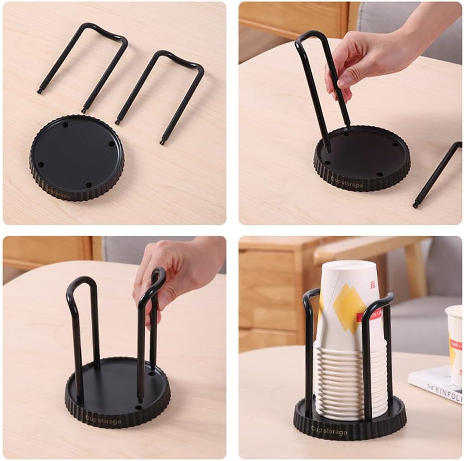 2PCS Black White Plastic Cup Dispenser Holder