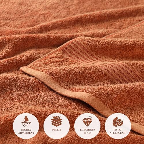 Superior Egyptian Cotton 6-Piece Towel Set Caramel Brown