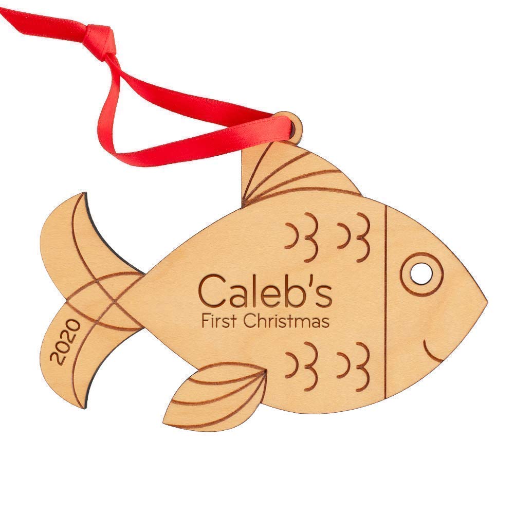 Graphic Spaces Personalized Babys First Christmas 2024 Wood Ornament