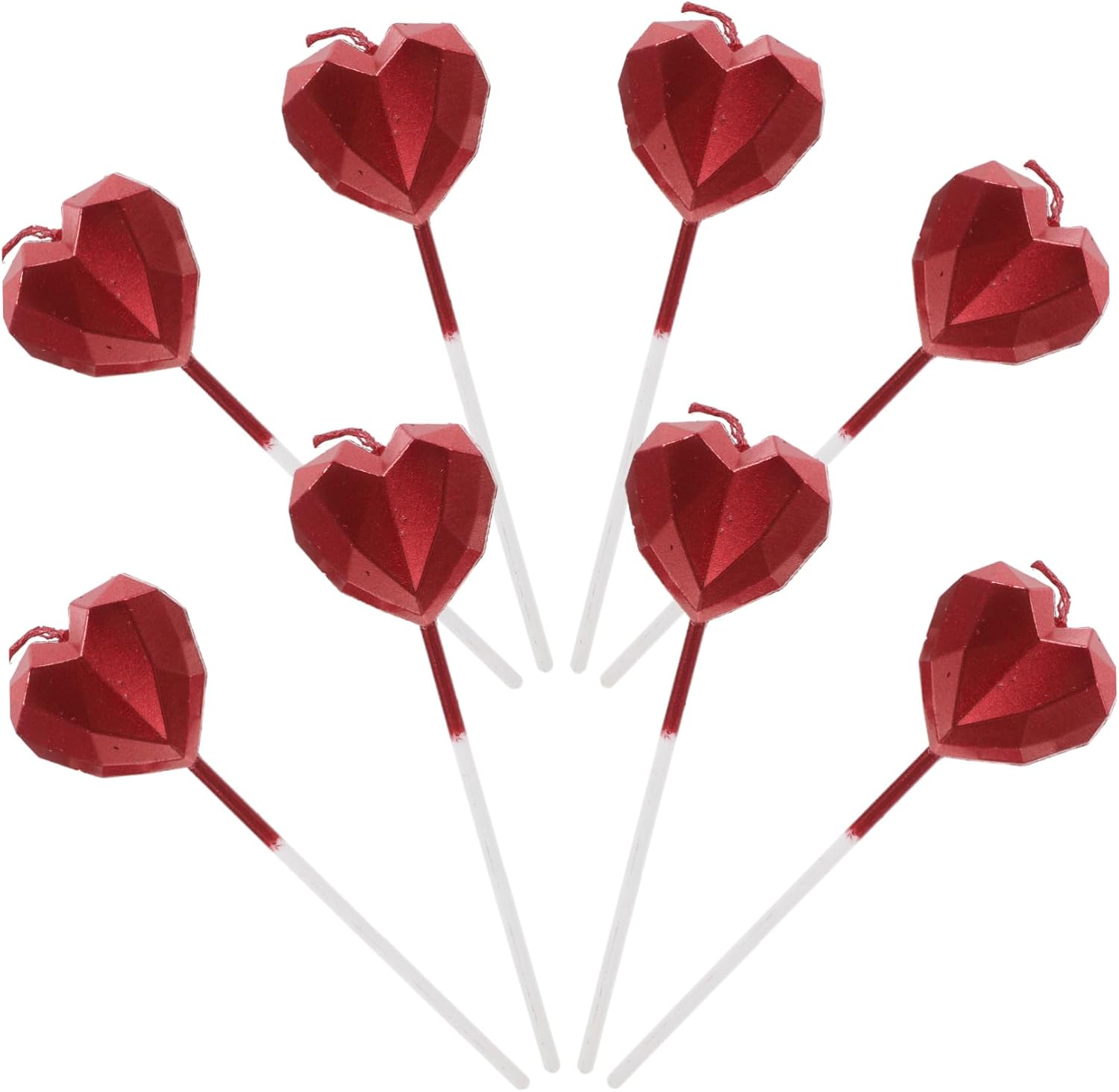 PRETYZOOM Birthday Cake Heart Candles 8 Pack Decor Set 1