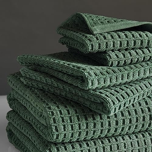 DKNY Quick Dry Cotton Towel Set - 2 Bath 2 Hand 2 Washcloths Moss