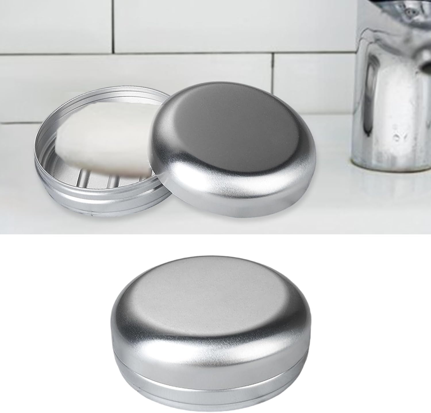 2Pcs Portable Aluminium Soap Box with Drip Tray 1
