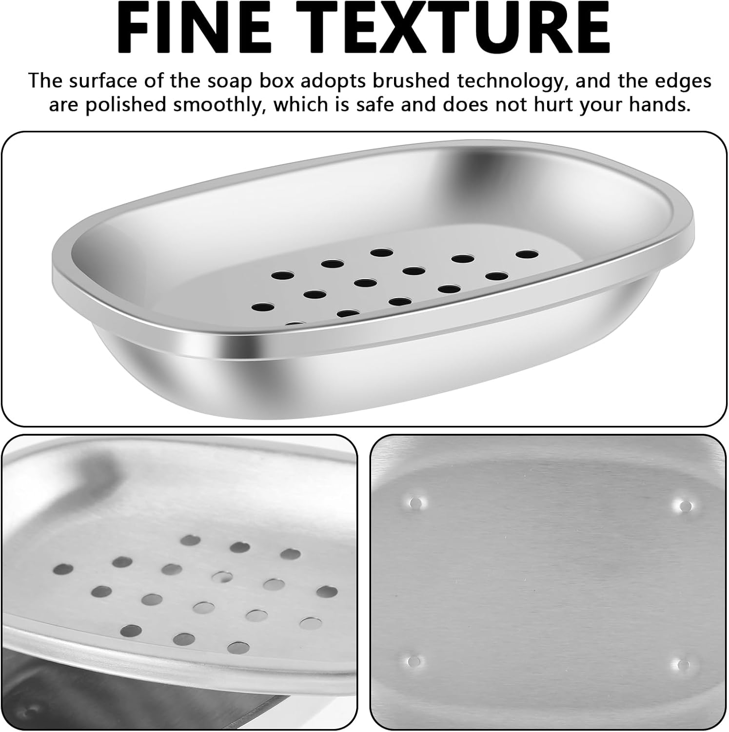 2Pcs Draining Soap Dishes Stainless Steel Holder for Bathroom Double Layer Design