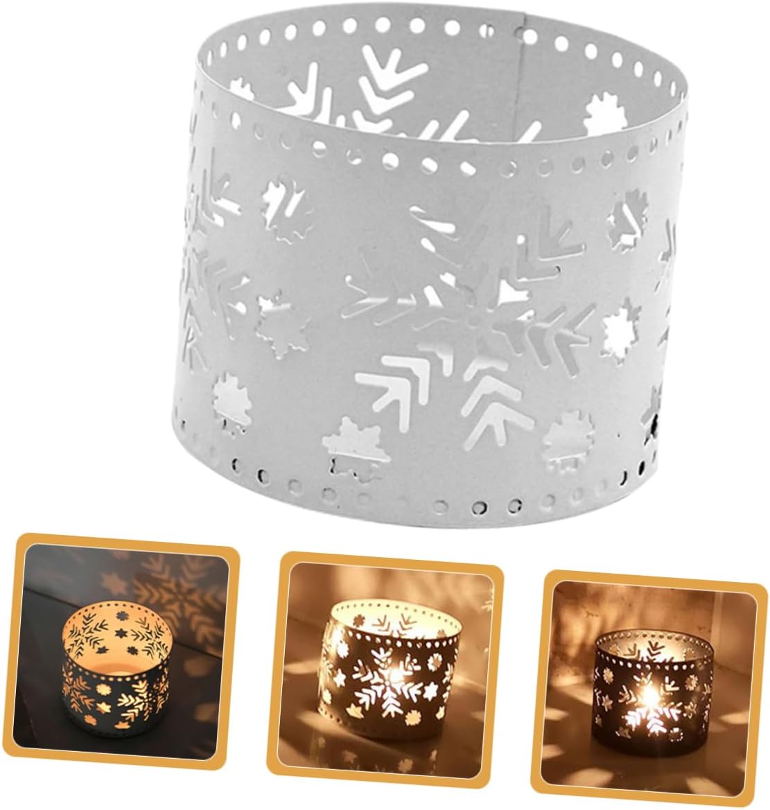 Iron Hollow Candle Holders Set Snowflake Christmas Decor