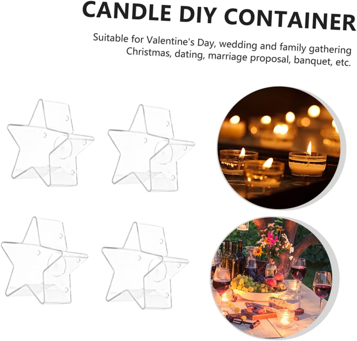 BELLIFFY 70pc Star Shaped Candle Jars with Wicks and Holders