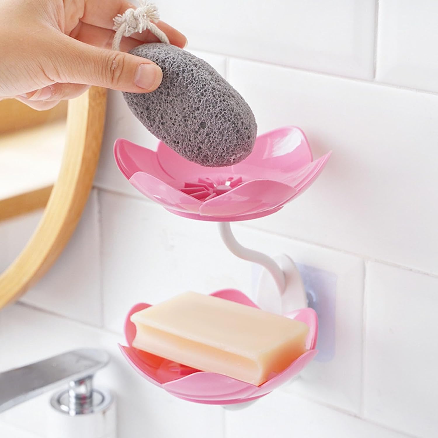 Double Layer Soap Dish with Suction Cup Holder