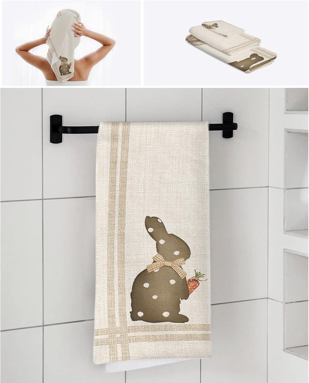 Boanket Easter 3 Piece Towel Set with Bunny Design 1