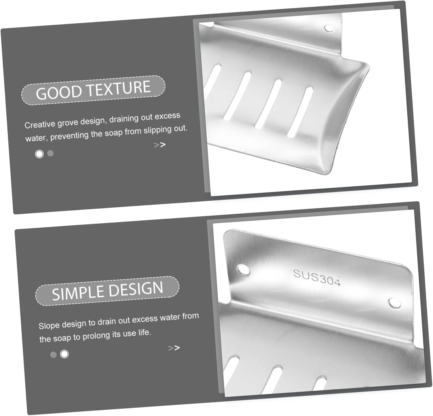 Amosfun Bar Soap Dish Holder Wall-Mounted Drainage Soap Rack Easy Install
