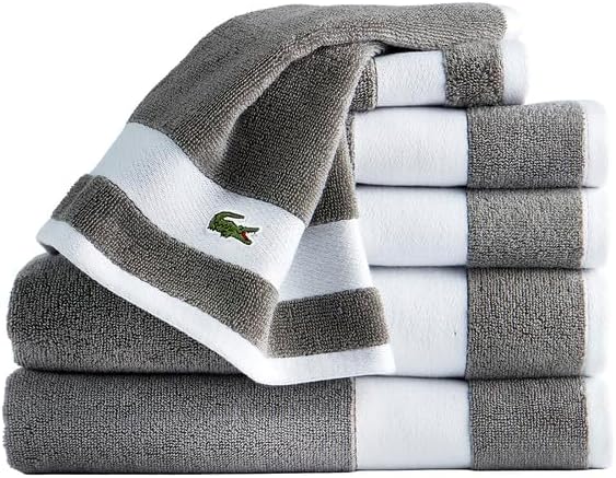 Lacoste Sport Stripe Cotton 6-Piece Luxury Towel Set