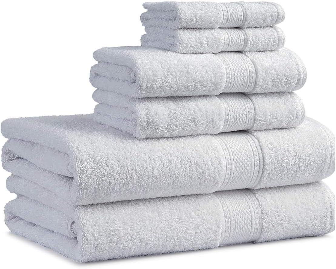 EuroSpa 100 Cotton 6-Piece Towel Set - Ultra Soft 650 GSM White Towels