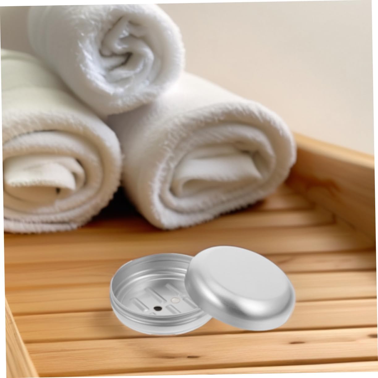 Cabilock Round Aluminum Soap Dish Portable Travel Holder 1