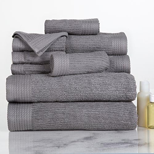 10-Piece Bath Towel Set - Silver Luxury Cotton Towels