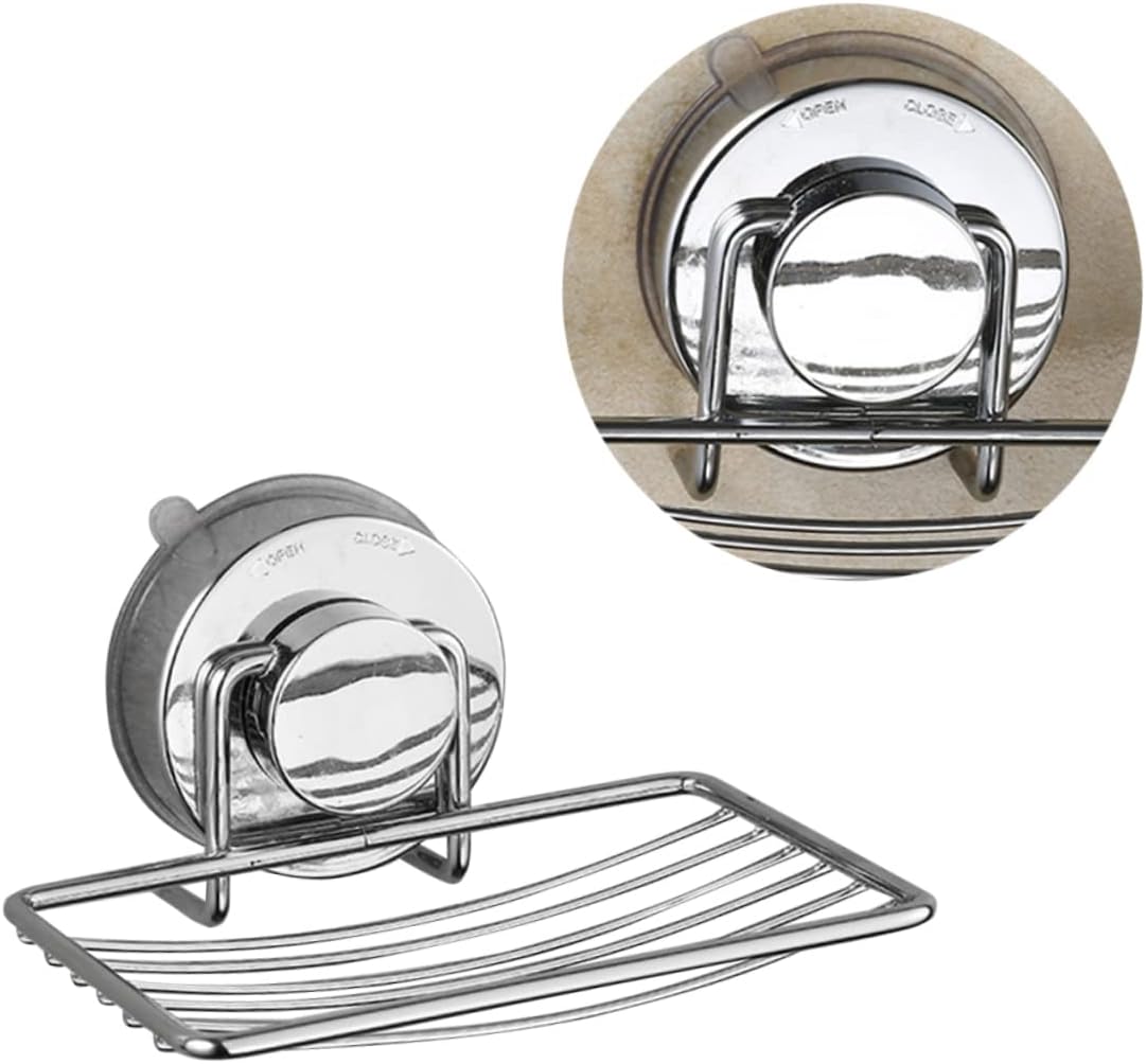 Modern Stainless Steel Soap Holder Suction Cup Wall Mount