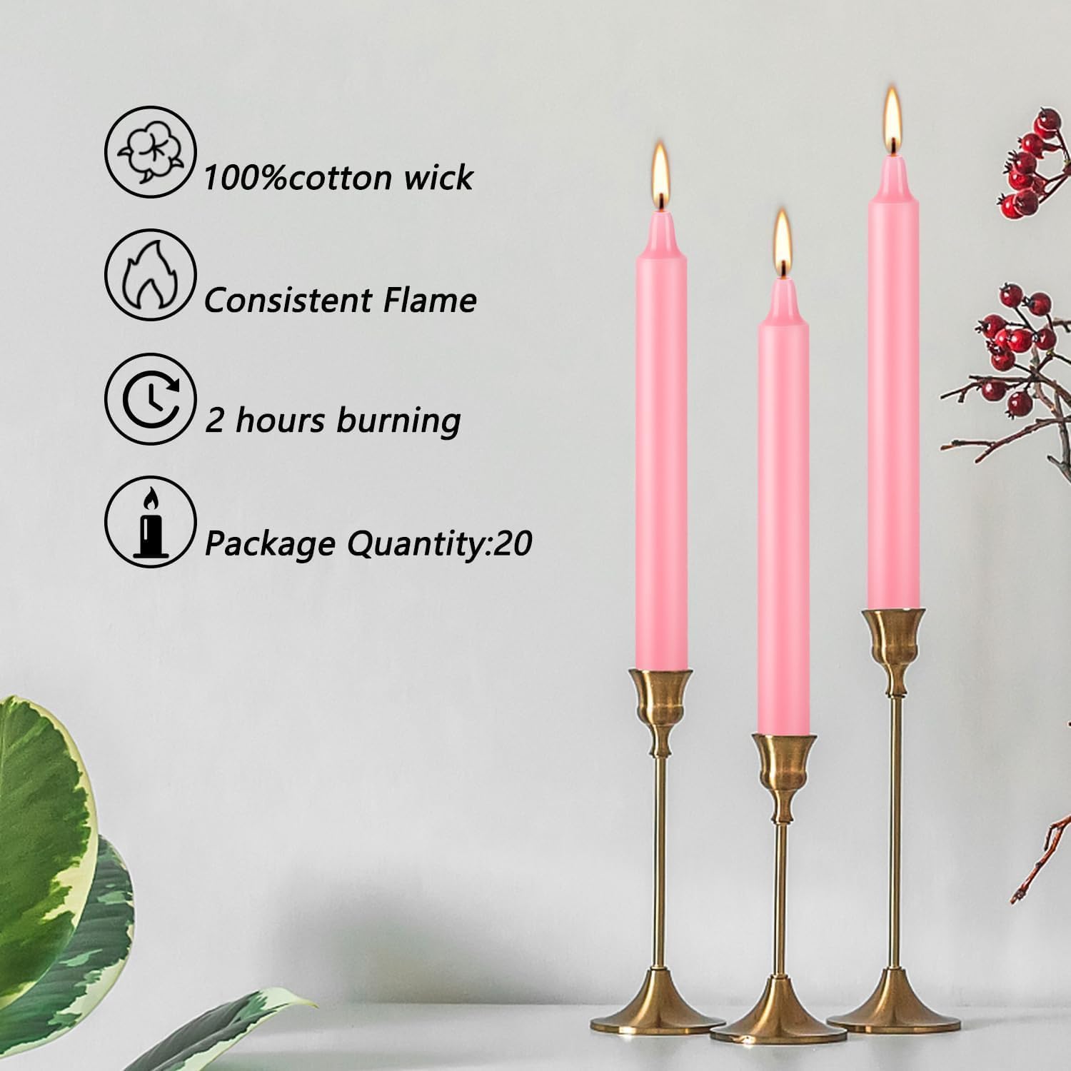 YOROXRG Set of 40 Pink Spell Chime Candles