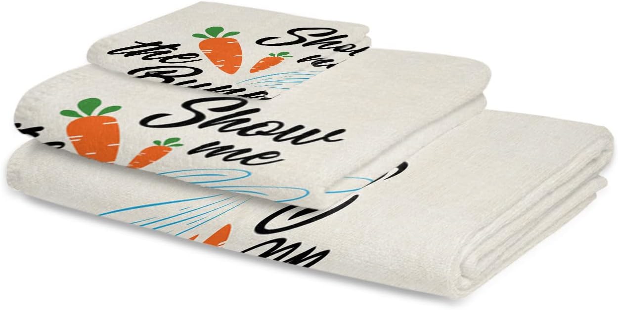Chees D Zone Spring Easter Bunny Carrot Bath Towel Set