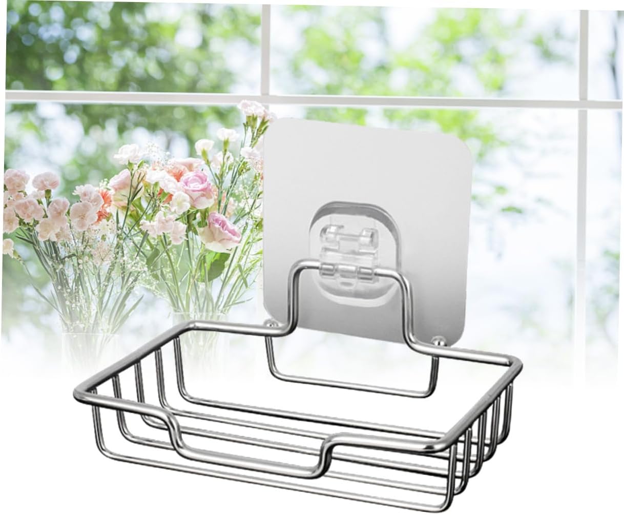GLEAVI Wall Mount Soap Holder Adhesive Stainless Steel Dish for Bathroom Kitchen