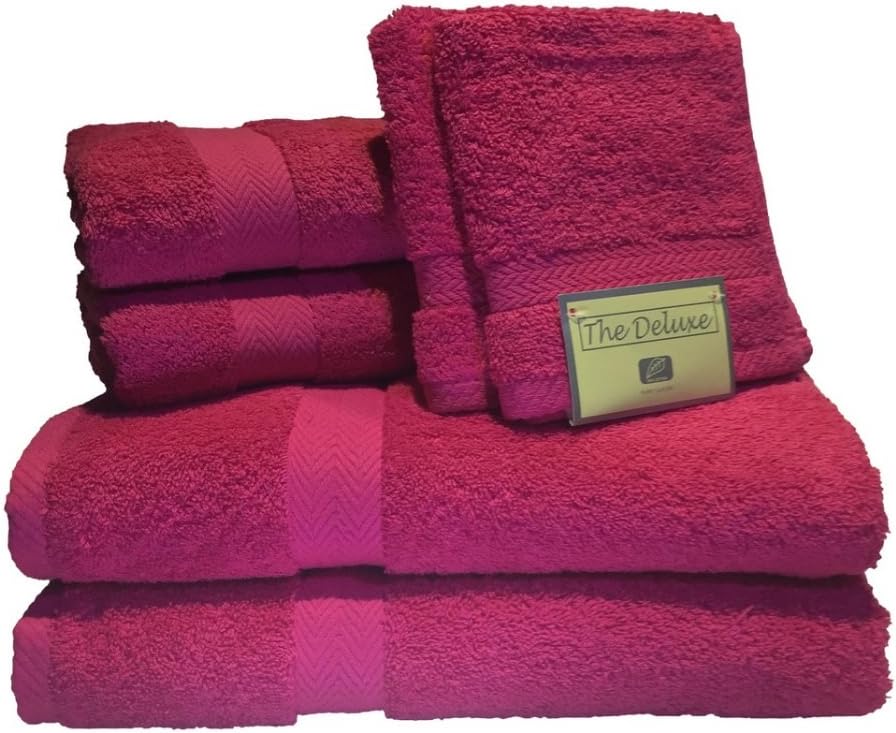 843464 Fuchsia Cotton Terry Bath Towel Set 6Piece