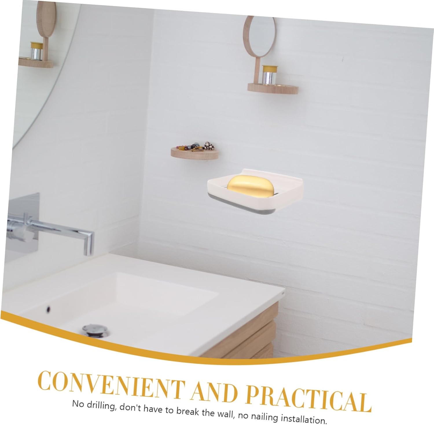 LIFKICH 1Set Absorbent Soap Dish Wall-Mounted Holder