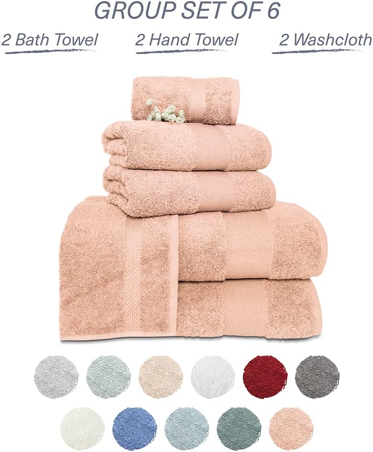 Hencely 6-Piece Bath Towel Set - Soft Turkish Cotton 1