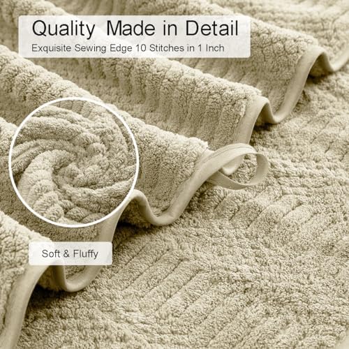 8 Pcs Tan Oversized Bath Towel Set - Soft Durable Quick Dry