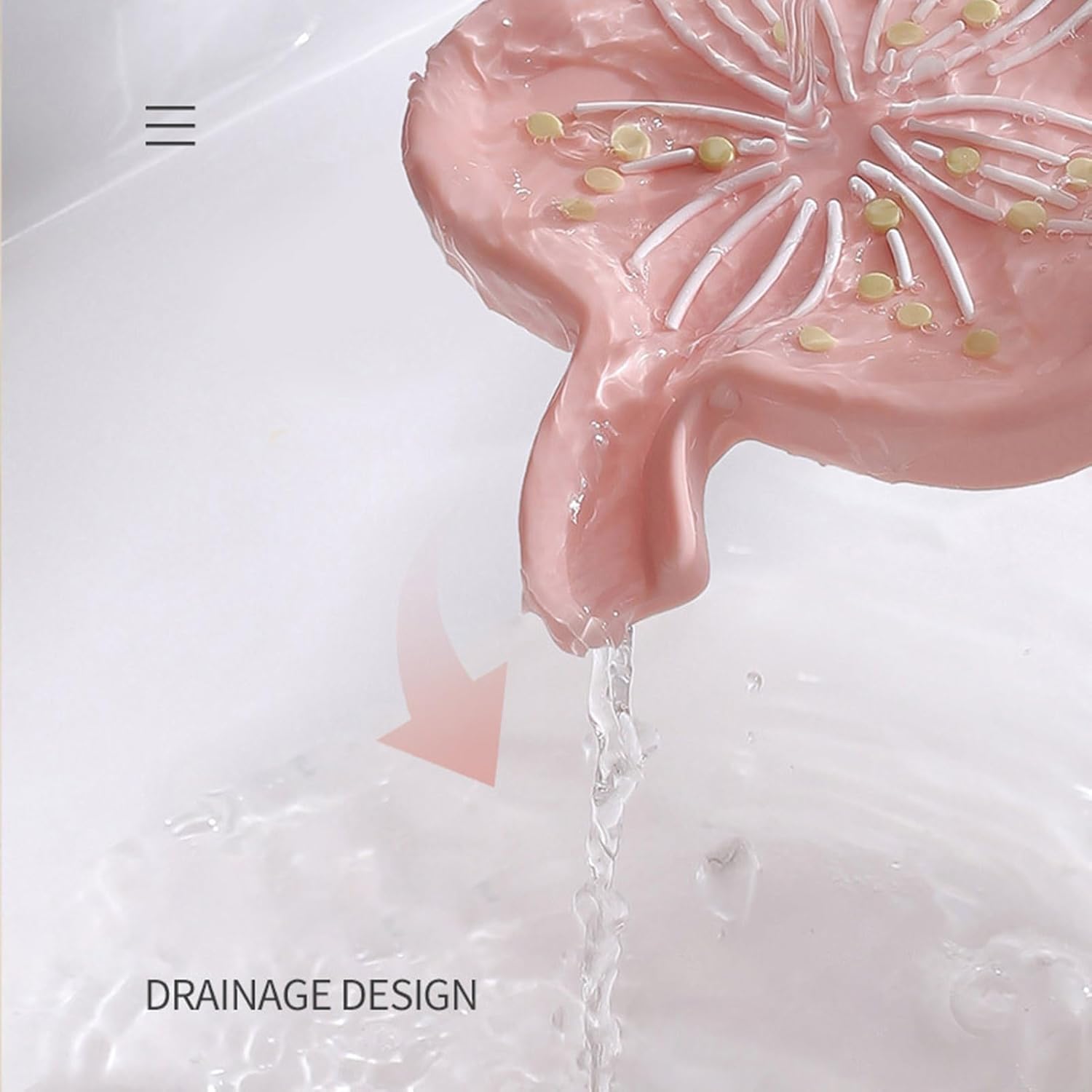 Pink Flower Shape Non-Slip Soap Dish with Drainage