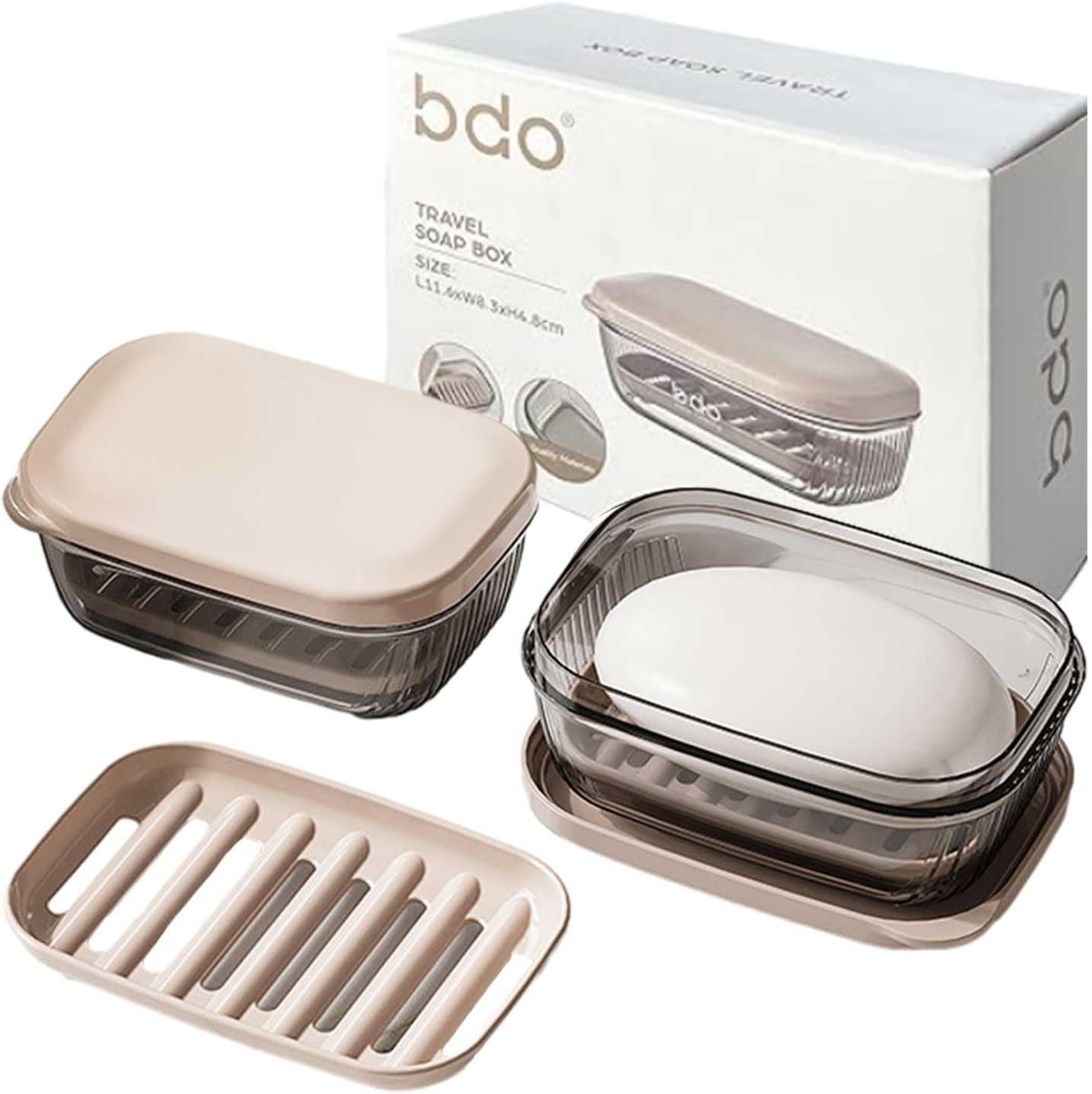 Lovskoo Leakproof Soap Case with Lid and Drainage Tray 1