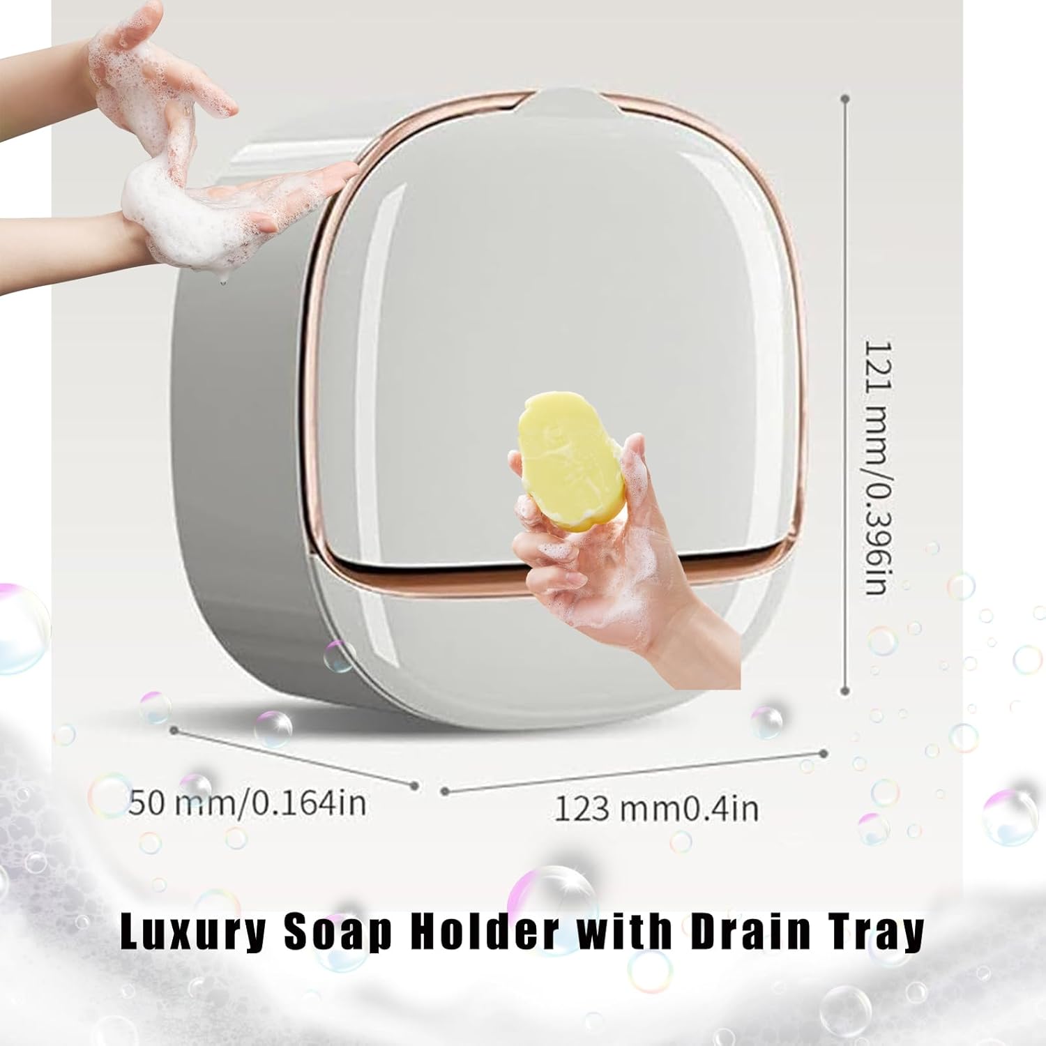 Luxury Soap Holder with Drain Tray and Flip Lid