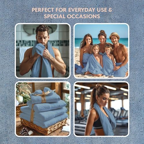 TrendShine Indigo 100 Turkish Cotton Towel Set of 6