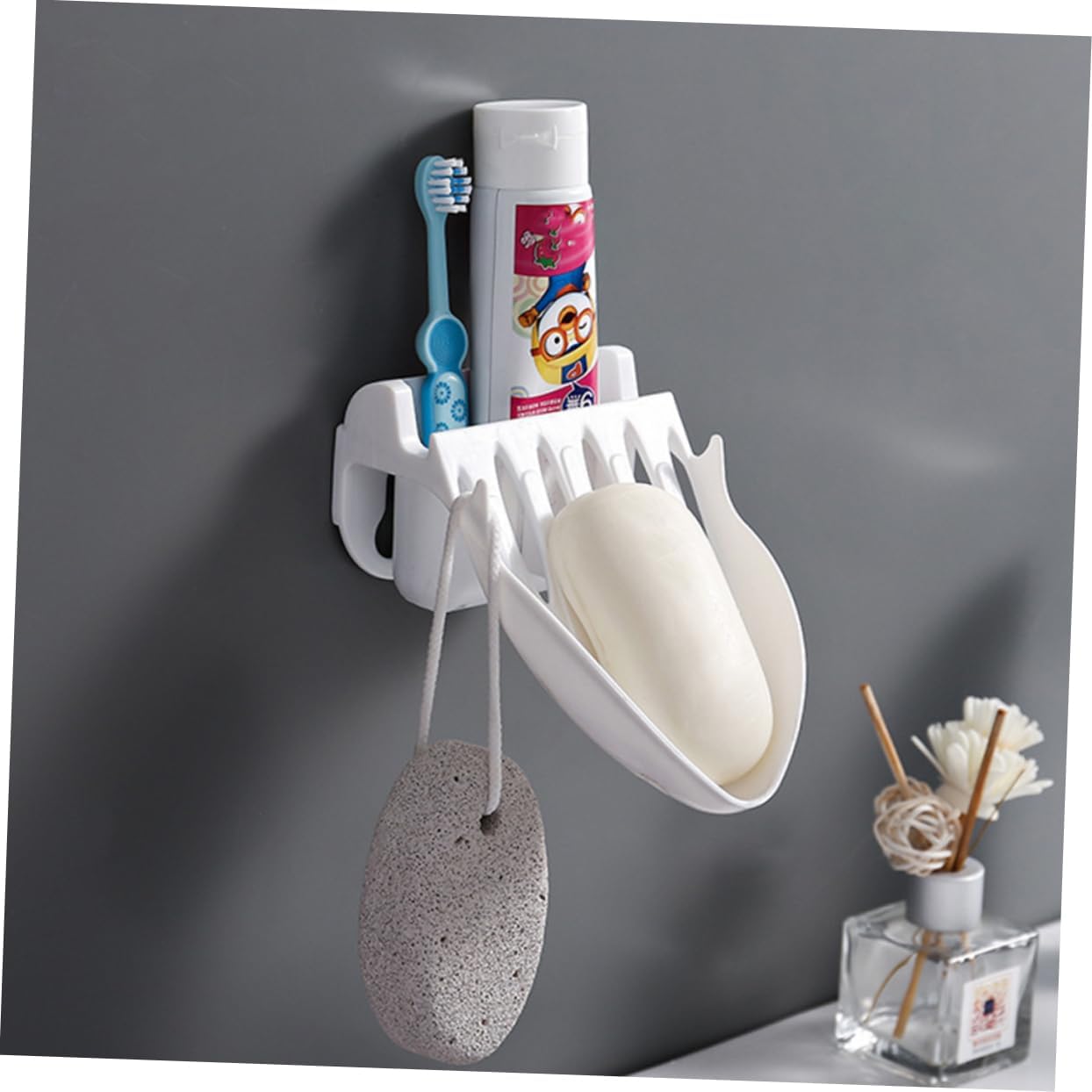HAKIDZEL Wall-Mounted Soap Dish with Storage Rack