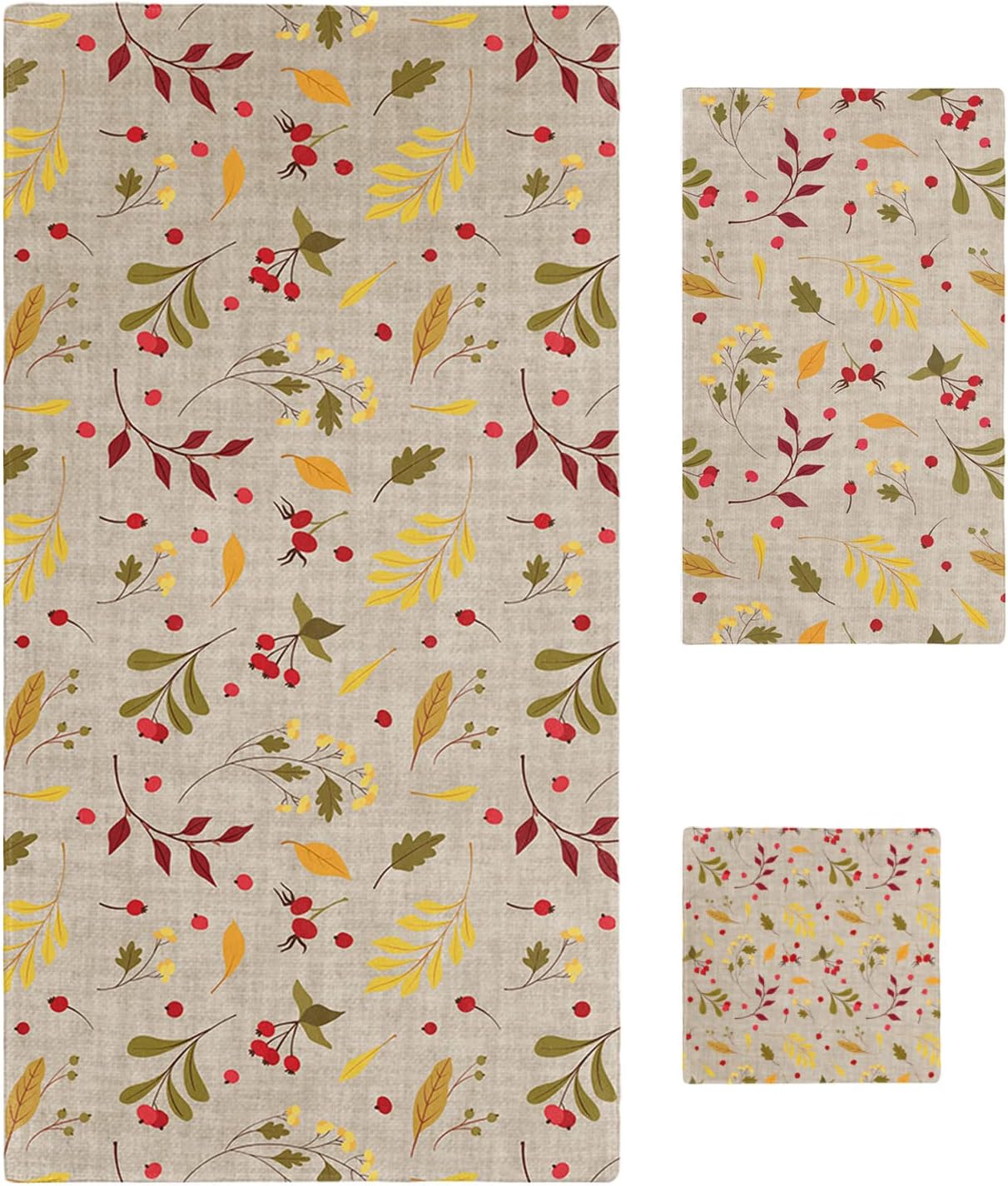 Boanket Thanksgiving Fall Maple Leaves Berry Filling 3 Piece Towel Set 1