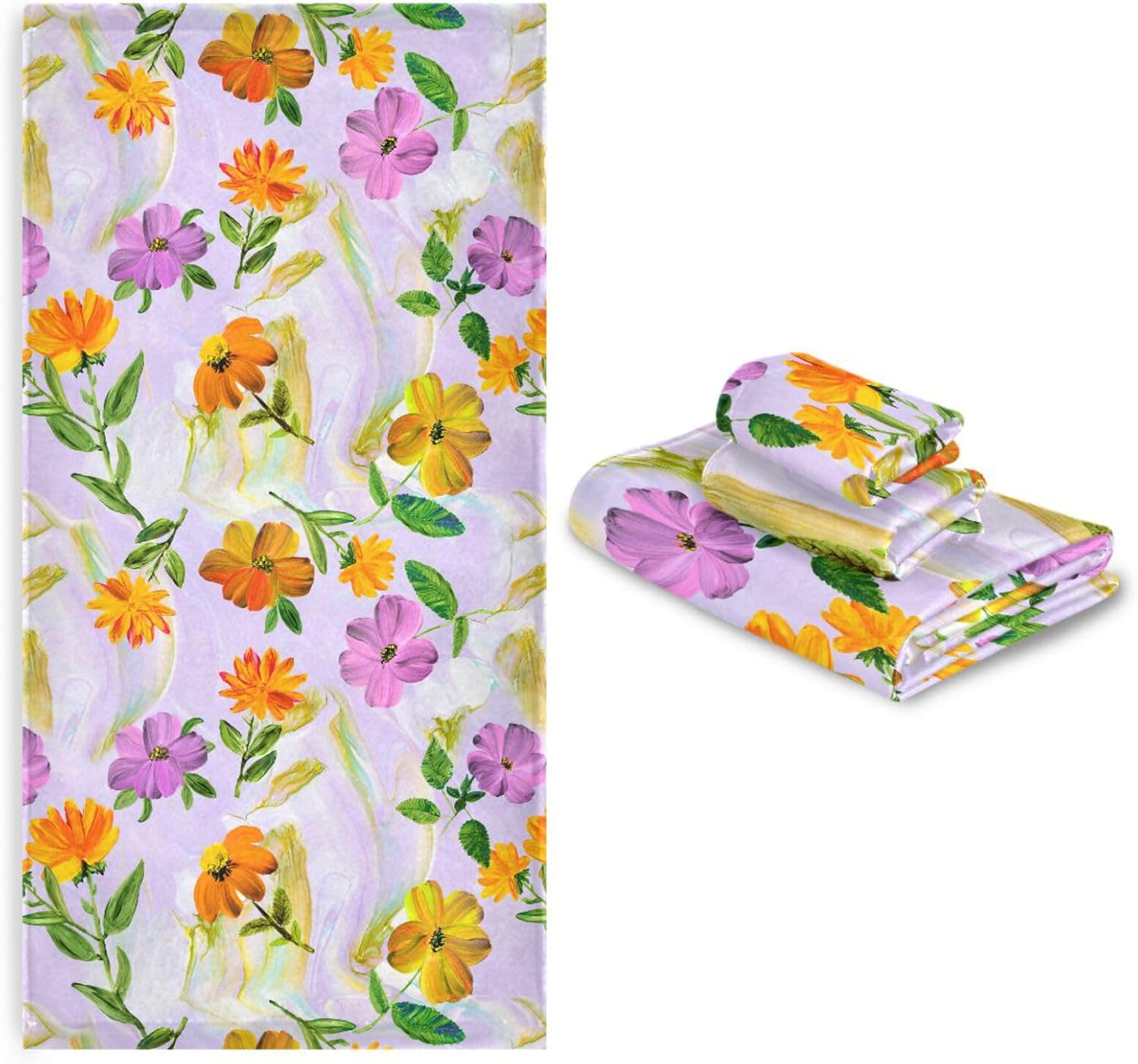 Senya Flower Bath Towels Set of 3 1