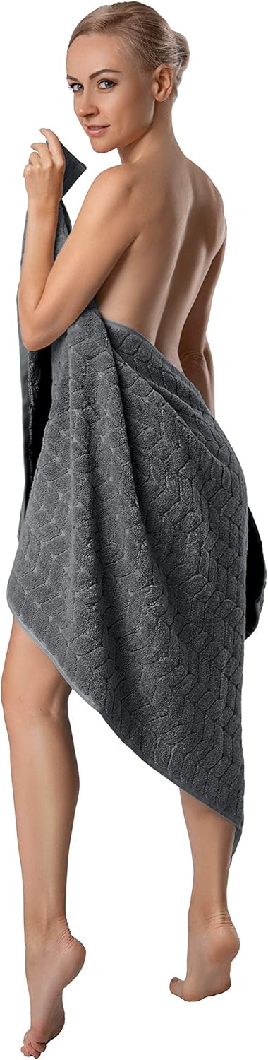BAGNO MILANO Turkish Bath Towel Set - Charcoal Quick Dry Plush Towels