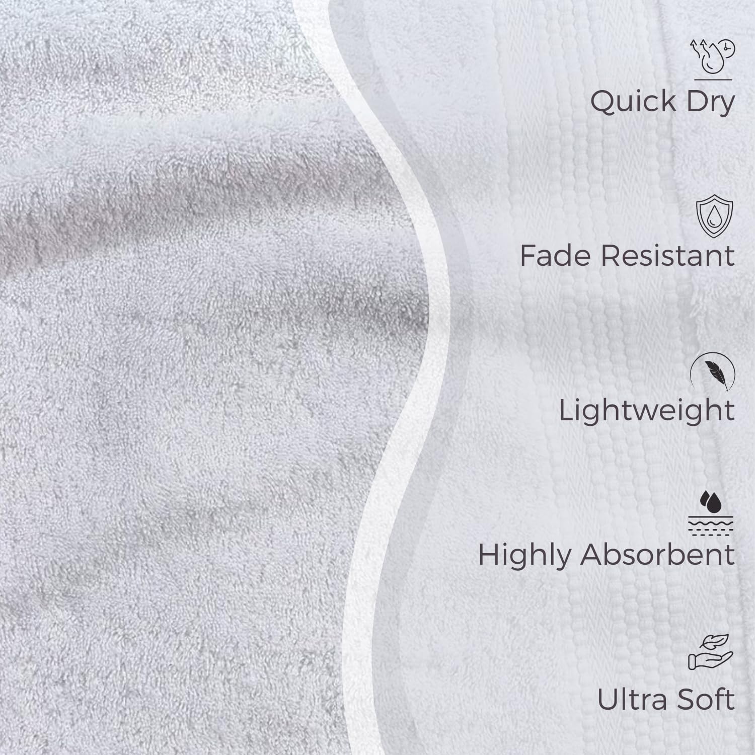 EuroSpa 100 Cotton 6-Piece Towel Set - Ultra Soft 650 GSM White Towels