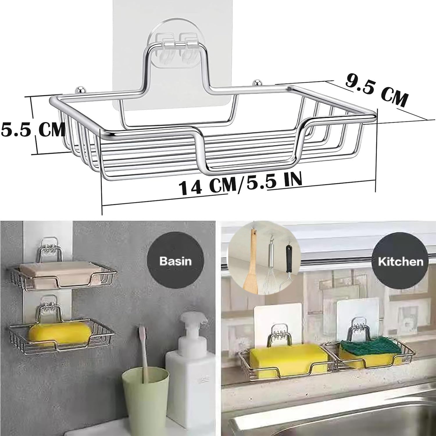 AKOAK 1 Pack Wall-Mounted Soap Dish Holder - Silver