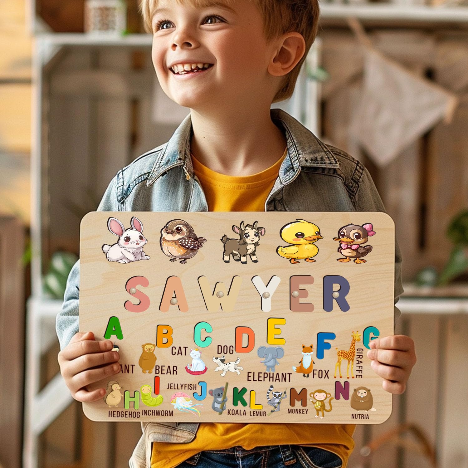 Personalized Wooden Name Puzzle for Baby Boy or Girl