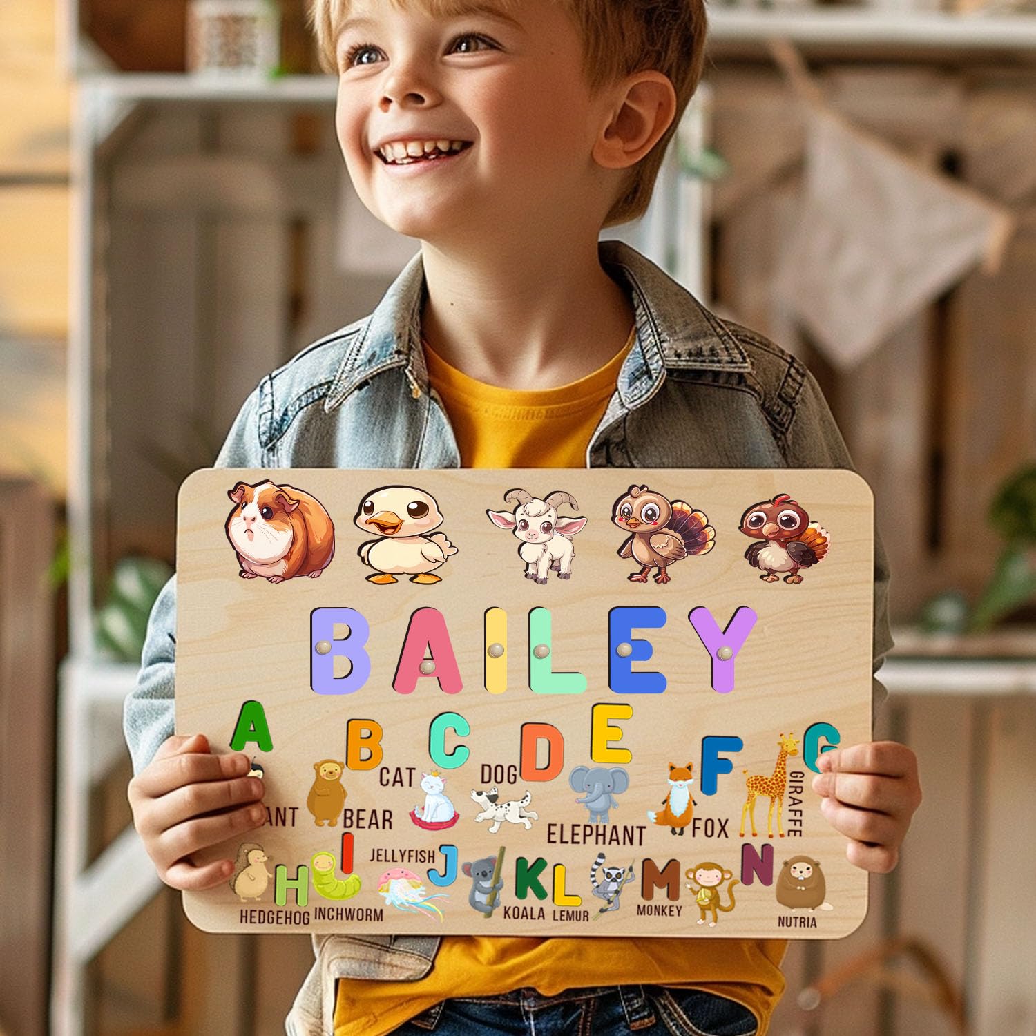 Personalized Wooden Name Puzzle for Kids 1-3 Years 1