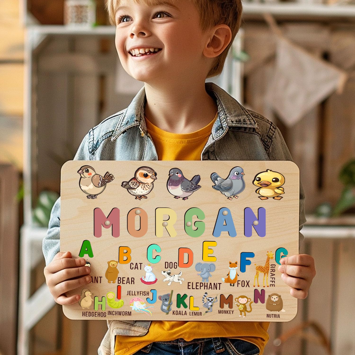 Personalized Wooden Name Puzzle for Kids 1-3 1